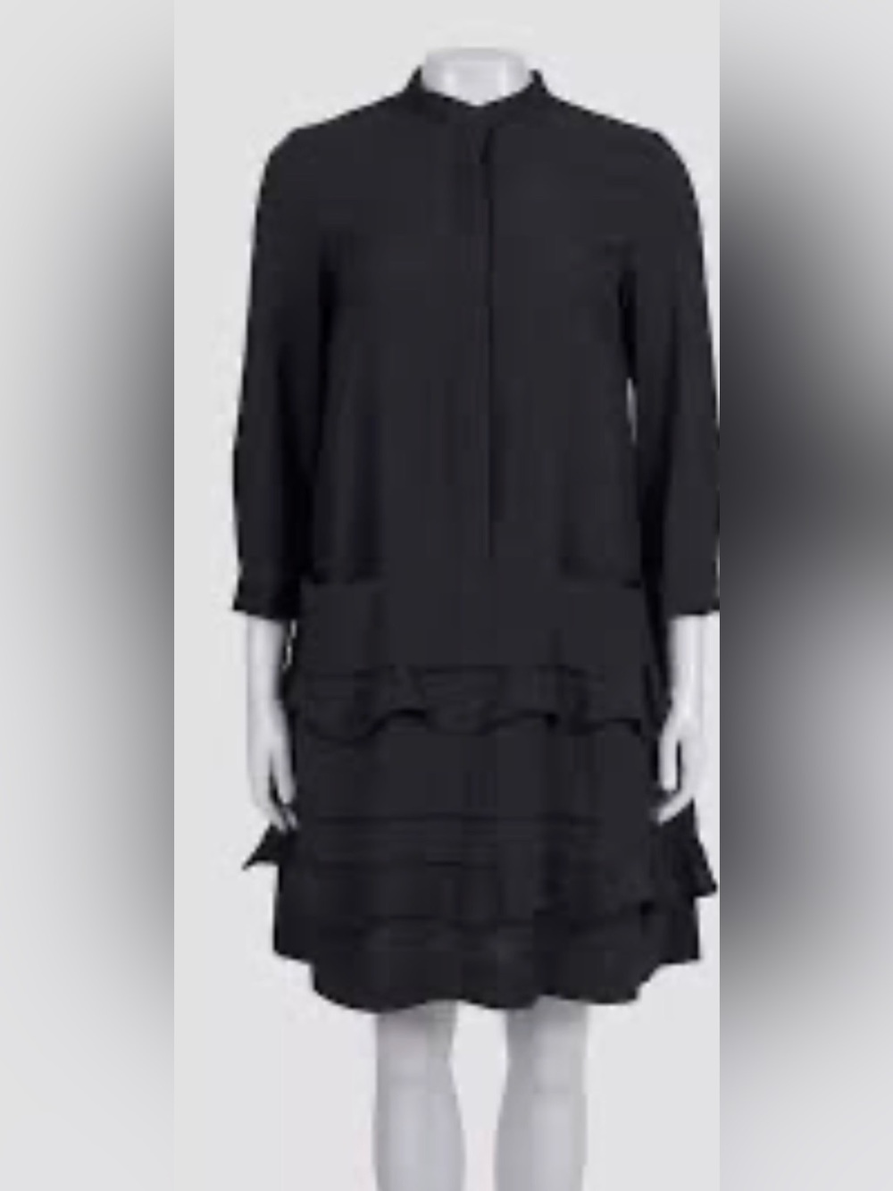 COS Navy Layered Ruffle Dress - Women. Size 4